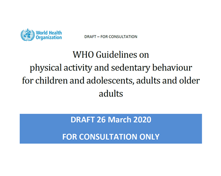 Novas Recomendações de Atividade Física da OMS em consulta pública